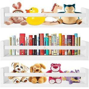 3 Pack Nursery Book Shelves White 16.5 " Shelf Organizer for Home Décor (White)